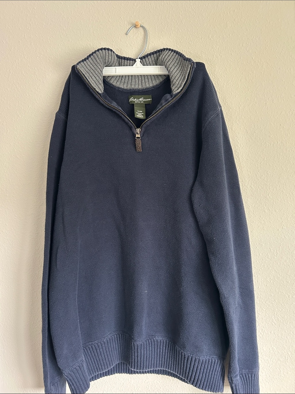 Eddie Bauer Navy Half-Zip Pullover Sweater with Contrast Collar - Picture 6 of 8